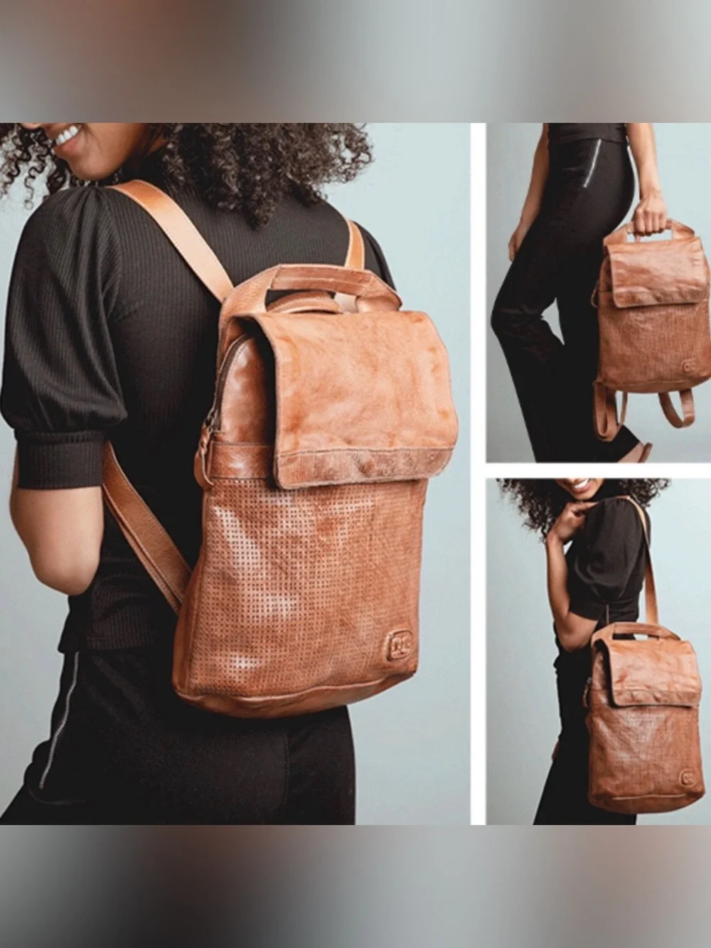 NWOT Bed Stu Patsy Convertible 4 Way Leather Backpack Tan Rustic Retail $335